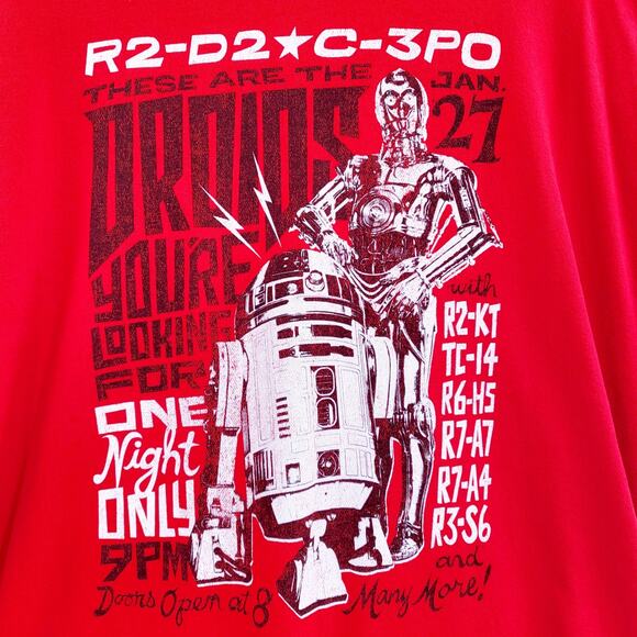 Star Wars Red Black White R2-D2 and C-3PO Concert Poster T-Shirt Men's Size 2X - Picture 3 of 4